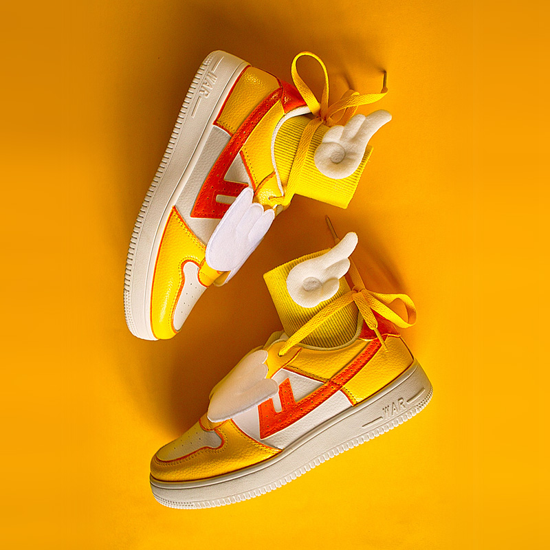 回力元气少女文字翅膀鞋手绘爆改鞋女空军一号原创小众限量款板鞋