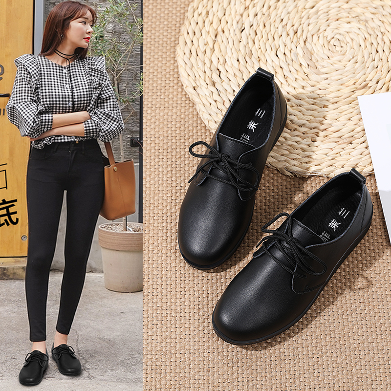 【静音软底】黑色防滑工作皮鞋女