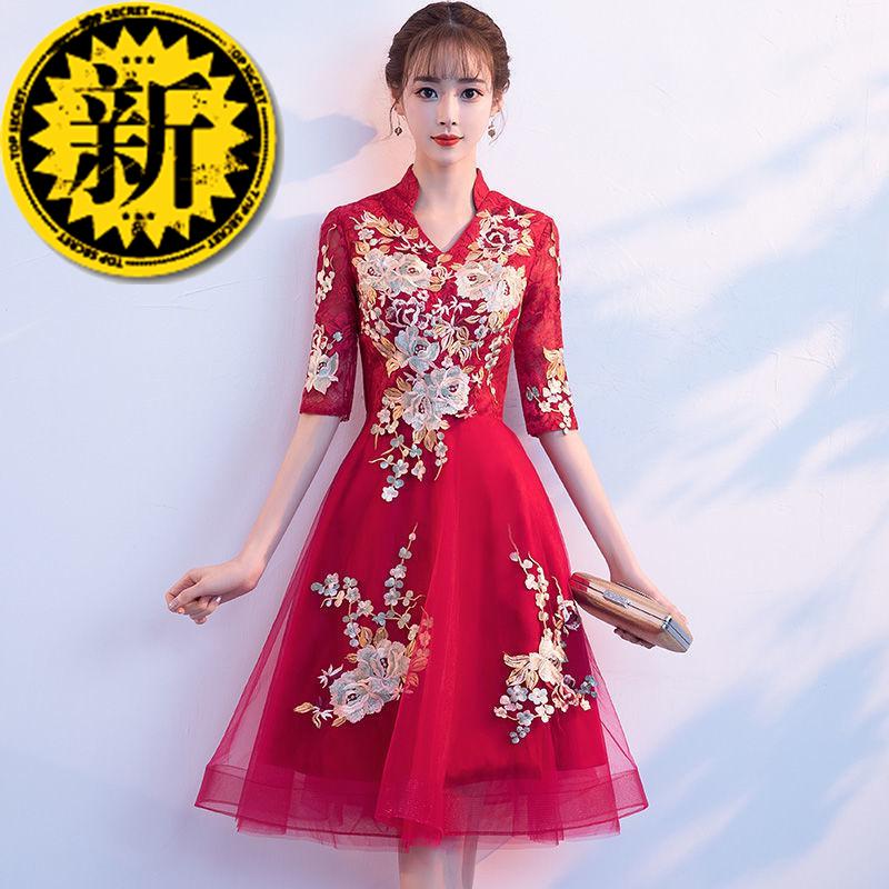 晚礼服少女n旗袍式连衣裙2019新款夏女短款时尚新式年轻款改良|ruв категории Женская одежда, Cвадебные платья, платье/вечернее платье - от Buy2taobao.com для оказания профессиональной услуги покупки агента Taobao