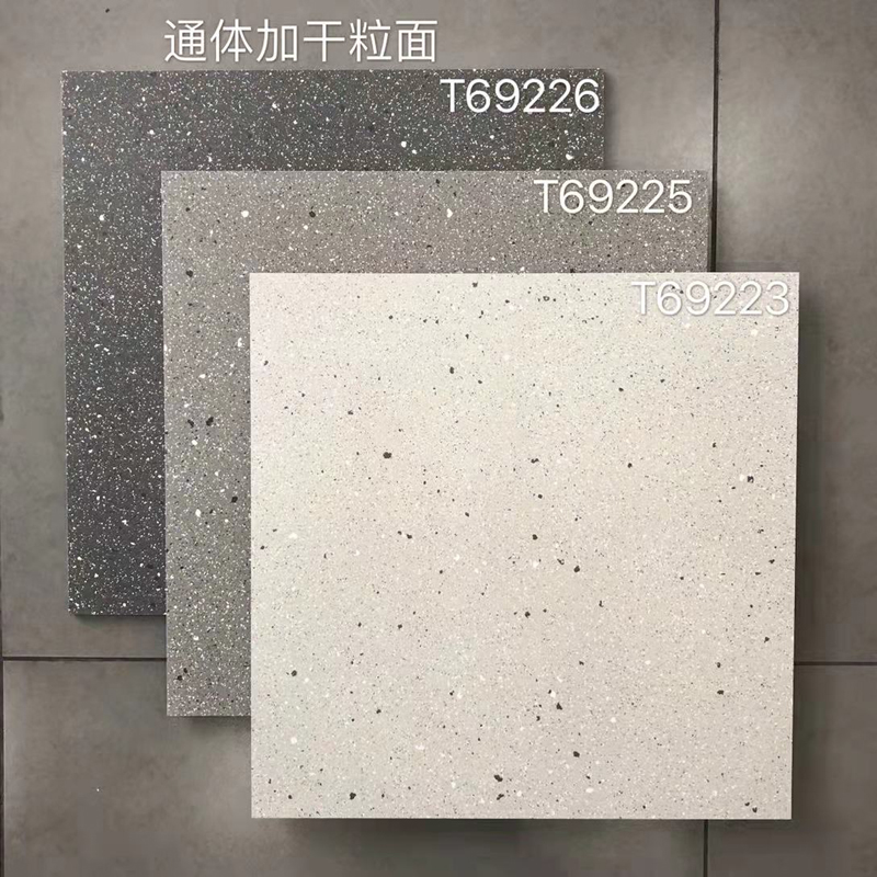 灰色水磨石瓷砖600x600仿古砖通体服装店大颗干粒面防滑地砖工程