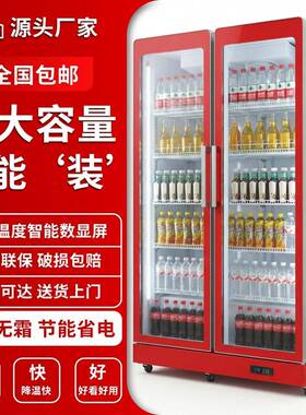 双开门大容量饮料冷藏展示柜风冷无霜立式网红酒水柜商用超市便利
