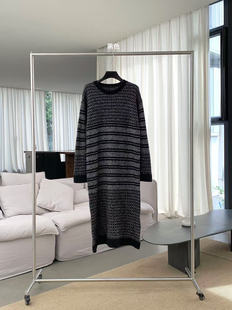 好看极简的条纹连衣裙WATER OFFICIAL新款秋冬女装毛衣长裙