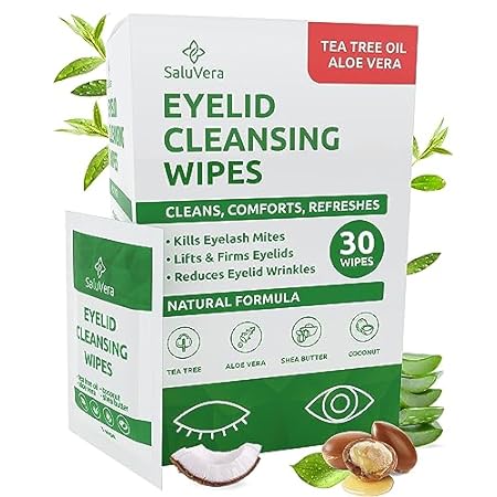 SaluVera Eyelid Wipes with Tea Tree and Aloe Vera | Eye L