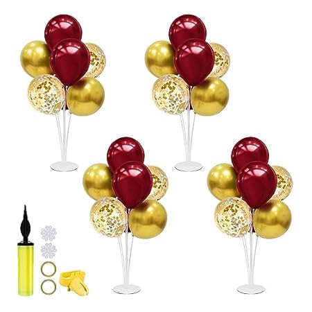 ZJDHPTY 4Set Red and Gold Balloon Stand， Red and Gold Bal