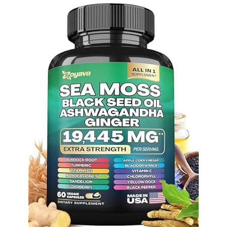 Sea Moss 7000mg Black Seed Oil 4000mg Ashwagandha 2000mg 饰品/流行首饰/时尚饰品新 菩提 原图主图