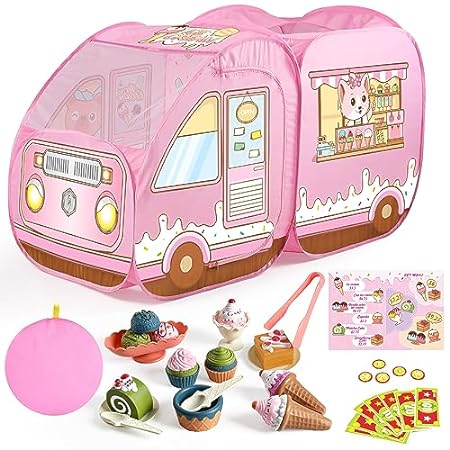 Ice Cream Truck Play Tent for Kids， 45 Pc. Pretend Play T