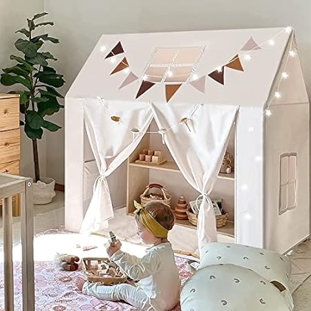 Kids Play Tent， Large Kids Playhouse with mat， Light and