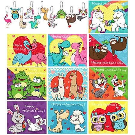 Giiffu Valentines Day Gifts for Kids， 40 Mini Animal Keyc