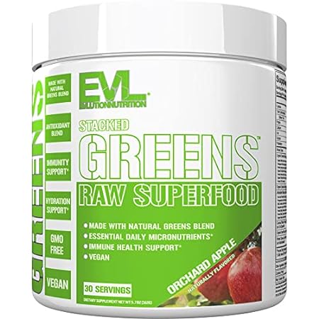 Evlution Nutrition Stacked Greens Raw Superfood， Vegan， G