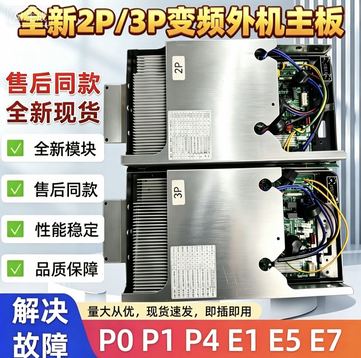 适用美的两匹三匹变频外机主板柜机空调通用售后板空调故障E1P1