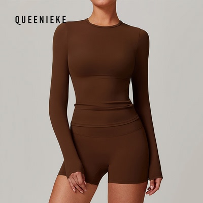 冬季磨毛长袖瑜伽服高强度健身服普拉提跑步运动长袖上衣