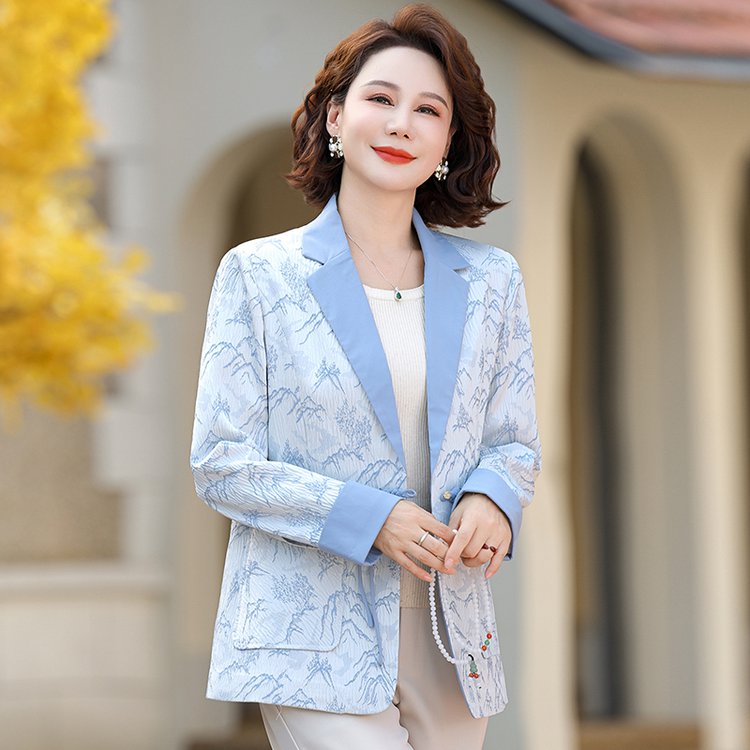 中老年女装秋装2024新款小西装气质妈妈外套阔太太春秋新中式上衣