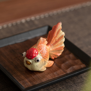 鑫裕源树脂变色金鱼茶宠摆件温变河豚茶桌装 饰品茶道配件家居饰品