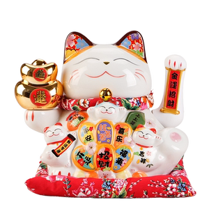 陶瓷摇手招财猫创意家居装饰多福猫店铺开业送礼收银台纳财摆件