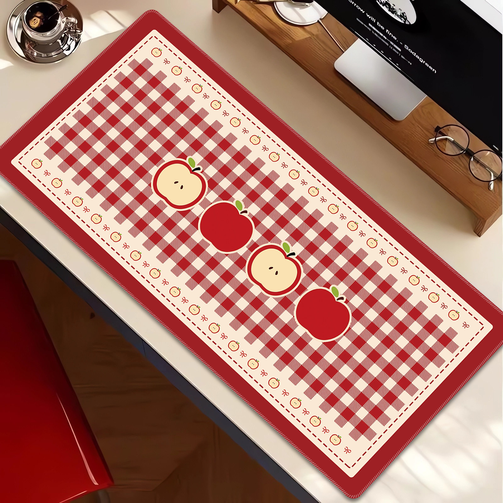 多巴胺苹果鼠标垫超大女生高颜值办公室工位桌垫笔记本垫红色定制,电脑硬件/显示器/电脑周边,鼠标垫/贴/腕垫,淘宝优惠券,粉丝福利购,淘宝优惠卷