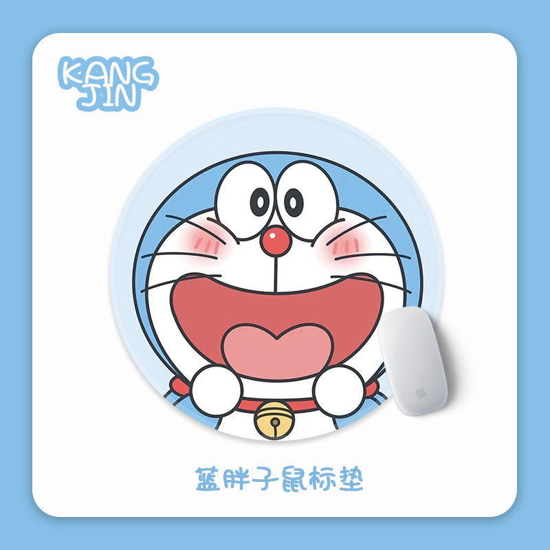 超可爱女生ins风办公小号圆形鼠标垫日系动漫机器猫定制加厚锁边