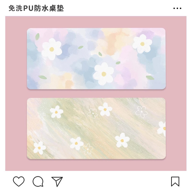 清新花朵鼠标垫大防水皮革鼠标垫子清新ins风办公桌桌面垫键盘垫