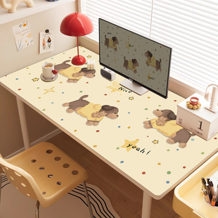 多巴胺小狗皮革鼠标垫腊肠狗办公桌面软垫格子猫咪工位桌垫定制