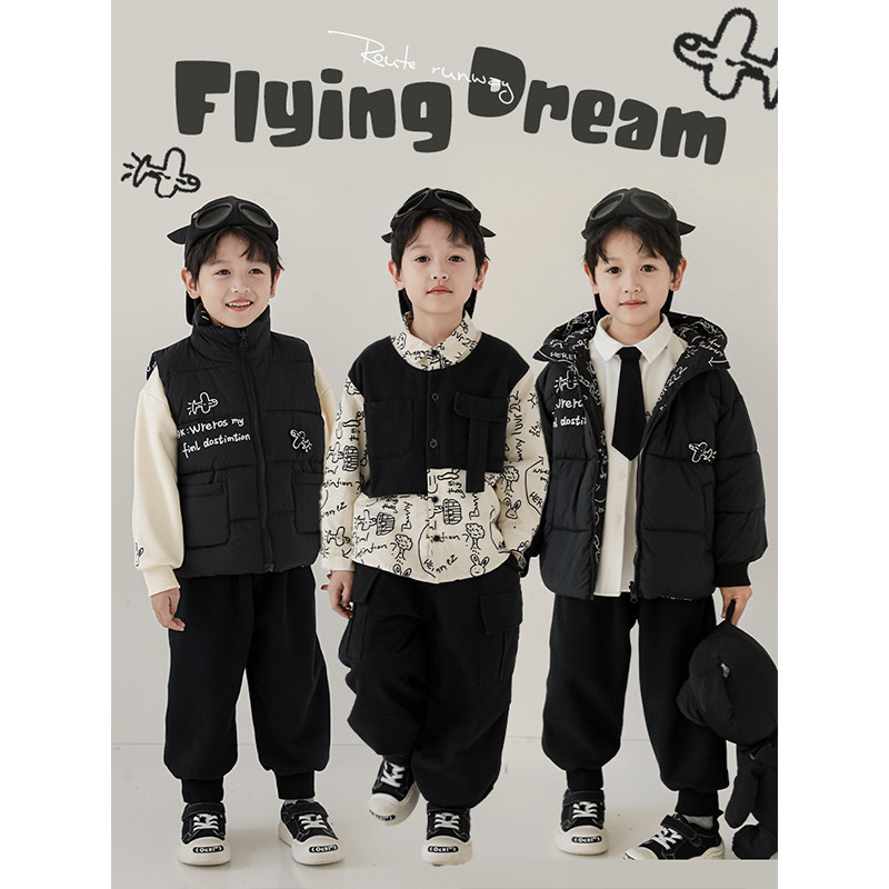 幼悠男童数码印花两面穿棉马甲连帽外套冬季新款儿童休闲加厚棉衣怎么看?