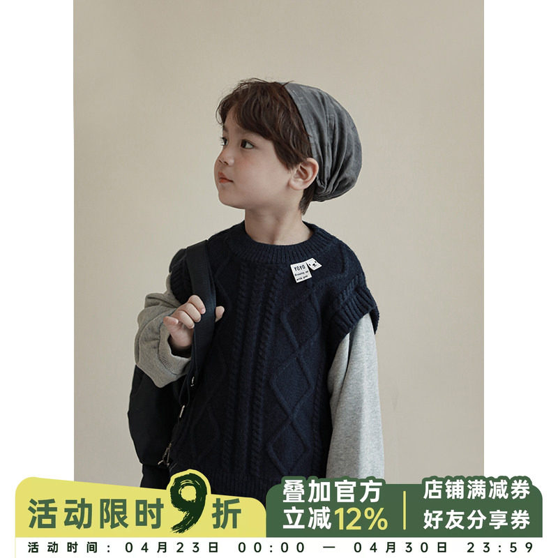 幼悠男童春秋装新款衣服宝宝洋气假两件上衣儿童韩版时髦针织卫衣