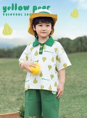 幼悠 男童2025夏季新款polo翻领短袖鸭梨t恤时尚宽松清凉儿童上衣