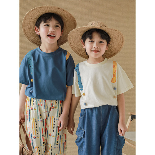 贪吃蛇图案的水浆印花T恤