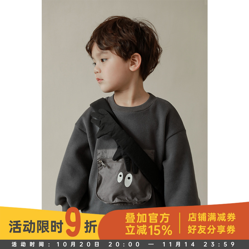 幼悠男童圆领套头加绒卫衣