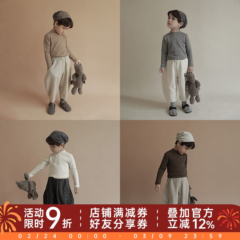 幼悠 儿童T恤春秋装新款潮男童长袖打底衫宝宝宽松休闲半高领上衣