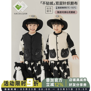 时尚 羽绒马甲冬季 杜邦三防亲肤保暖背心 猫咪无袖 幼悠男童2025新款