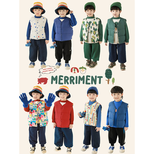 幼悠童装男童马甲2025冬季新款卡通无袖两面穿儿童背心保暖冬装潮