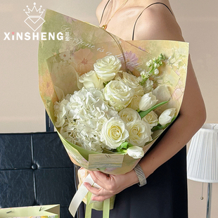 芯苼 纸花店鲜花束手工DIY梦幻包花纸花艺资材 原创馥郁油画·包装