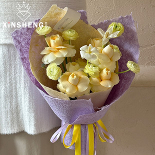 纸花艺资材 麻丝纸自然风手工diy花店鲜花包花纸礼物包装 芯苼 新品