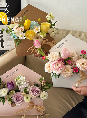 芯苼 信封花盒创意手工DIY鲜花束包装多彩插花盒花店花艺爆款资材