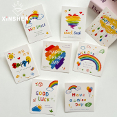 芯苼 原创小幸运彩虹卡片创意鲜花束手工DIY搭配贺卡礼物花店资材