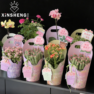 芯苼 原创馥郁油画花盒花店鲜花束手工DIY盆栽绿植插花盒花艺资材