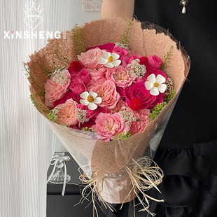 芯苼 花店花艺资材 麻丝纸鲜花花束复古高级包花纸手工DIY礼品包装