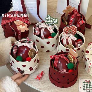 盒 节日礼物精致礼盒鲜花束DIY包装 芯苼 圣诞节miu系波点·苹果盒