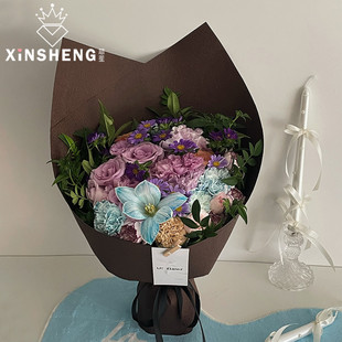 芯苼 资材 锦瑟纹理纸花店鲜花花束手工DIY高级棕调包花纸花艺包装