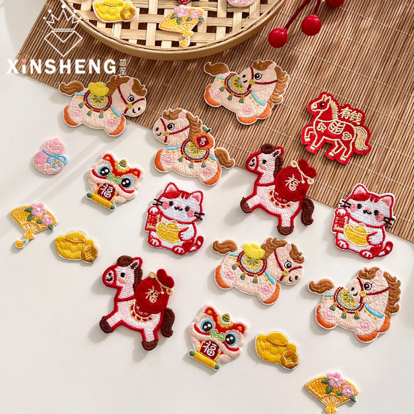 【2026马年】芯苼 新年刺绣布贴 鲜花束礼盒包装装饰材料花艺资材,鲜花速递/花卉仿真/绿植园艺,花艺材料,淘宝优惠券,粉丝福利购,淘宝优惠卷