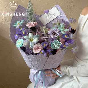 芯苼 资材 手工木绡纸鲜花花束手工diy天然纤维纹理包花纸花艺包装