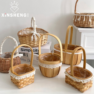 芯苼 防水编织田园手工插花材料鲜花艺盆器收纳创意花束 花篮系列