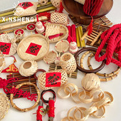 鲜花束包装 新年竹编系列 芯苼 配件节日挂件花艺资材 2026马年