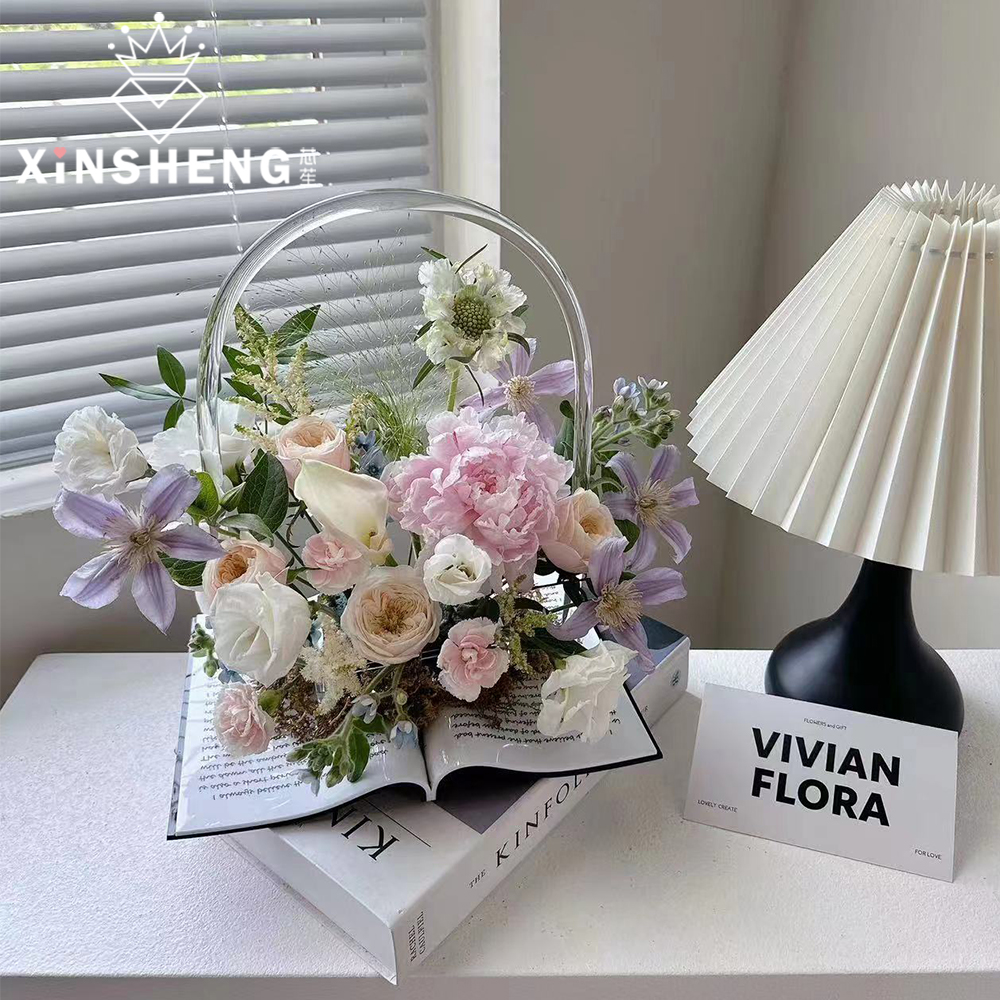 芯苼 创意亚克力书本花盒鲜花花束手工花艺diy礼物包装搭配礼品盒