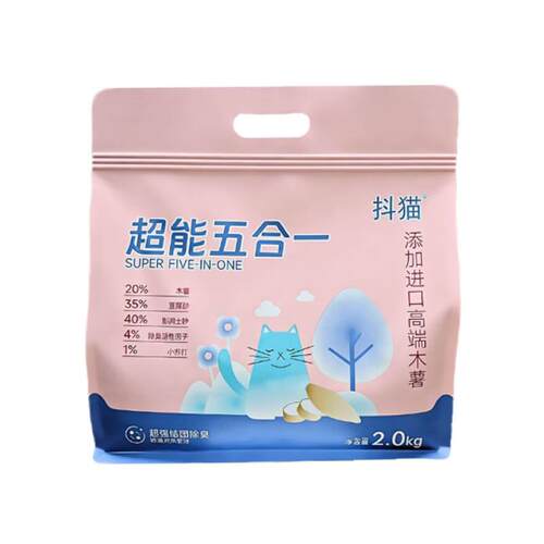 抖猫【5合1木薯混合猫砂】抖猫木薯豆腐膨润土猫砂低尘不粘底 【