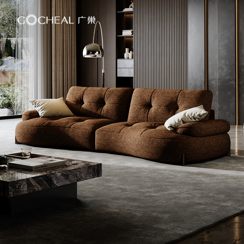 广巢旗舰店意式极简拉扣布艺沙发