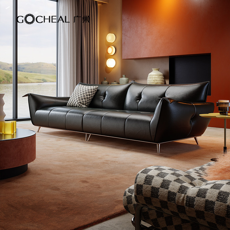 GOGHEAL极简风头层牛皮沙发