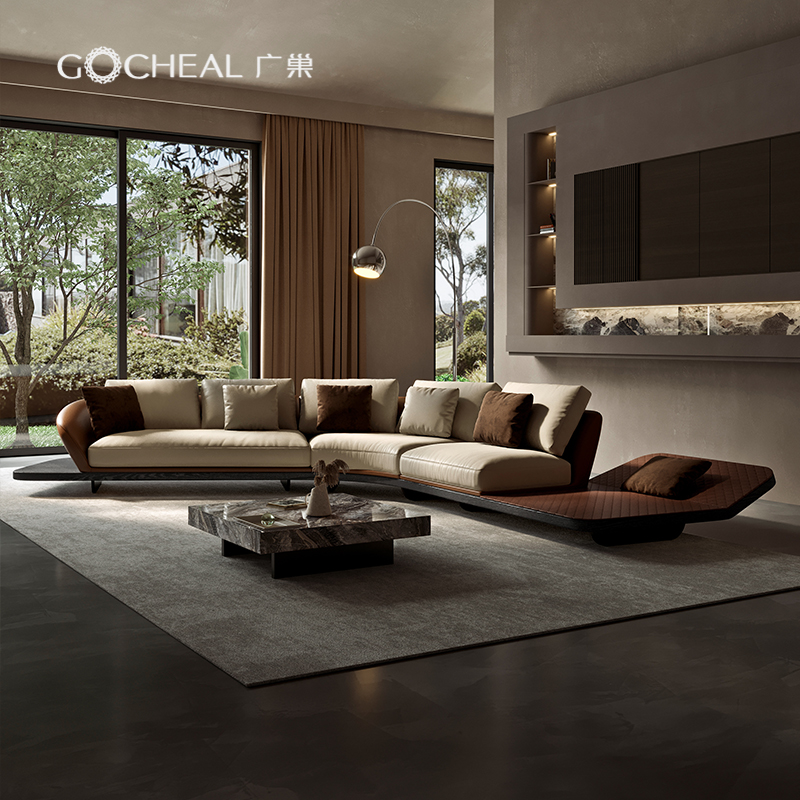 广巢意式极简大平层别墅弧形沙发