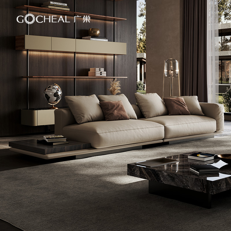 广巢意式极简真皮羽绒别墅沙发