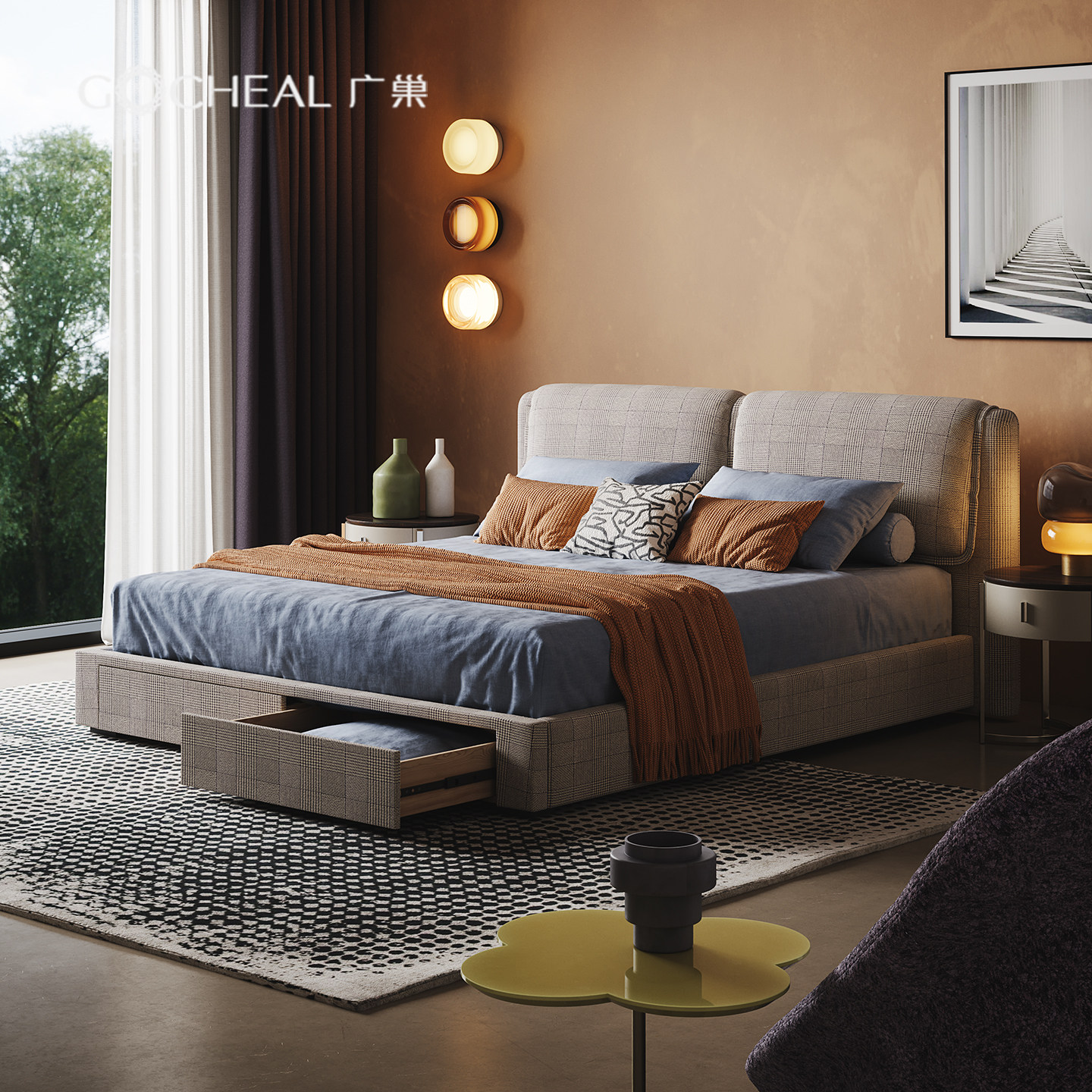 小满布艺床简约现代主卧双人床