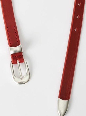 正确版our25cleanfit中性百搭复古穿搭高质感头层牛皮红色腰带